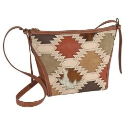 Catchfly Southwest Color Block Bucket Bag With Brindle Inlay