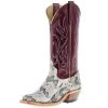Anderson Bean Women's AB Rattlesnake 13 In Sangria Kidskin Top Cutter Toe Cowgirl Boot -Ariat shop 163238 default l