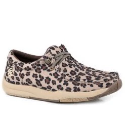 Roper Women's Clearcut Low Tan Canvas Leopard Print Casual