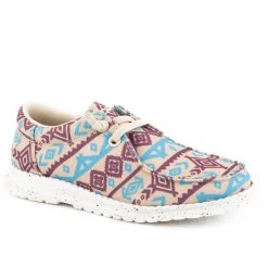 Roper Women's Hang Loose Aztec Lace Up Comfort Moc Casual