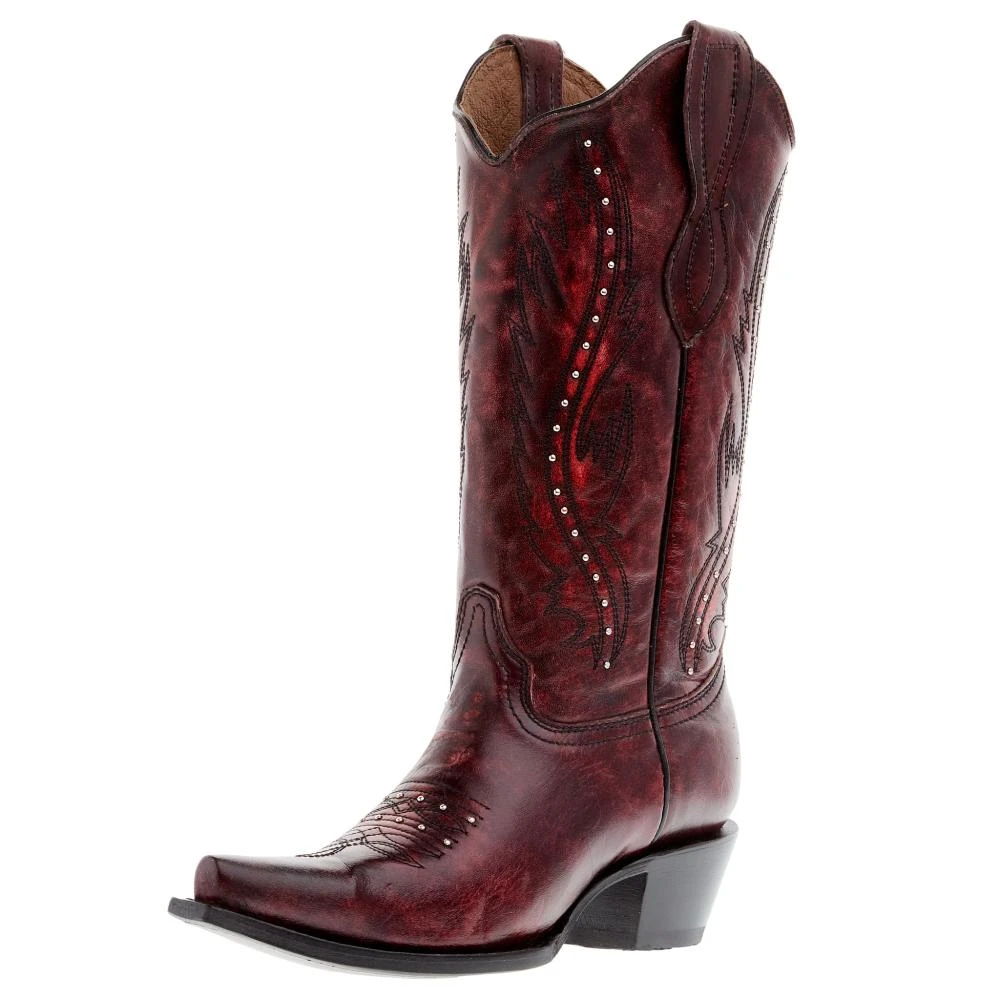 Circle G Women's Wine Embroidery 13 Top Snip Toe Boot 3 Circle G Women's Wine Embroidery 13 Top Snip Toe Boot