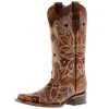 Circle G Women's Tan Floral Embroidery 12 In Top Square Toe Boot -Ariat shop 163651 default l