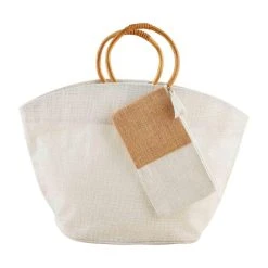 Mud Pie Cream Neutral Jute Tote Set