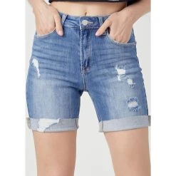 Risen Jeans Distressed Boyfriend Shorts