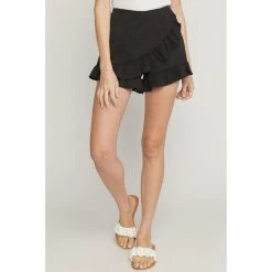 Entro Womens Black Floral Jacquard Shorts