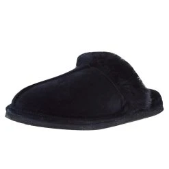 Minnetonka Women Black Sheepskin Slide