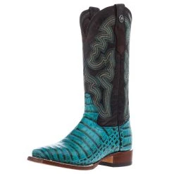 Tanner Mark Boots Womens Caiman Belly Print 13 In Turquoise/Tobacco Top Cowgirl Boot