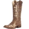 Circle G Women's Brown And Beige Cross Embroidered Cowgirl Boots -Ariat shop 19992 default l