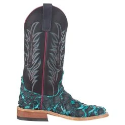 Anderson Bean Women's Teal Big Bass 13 In. Black Deertan Cowgirl Boot -Ariat shop 332281 5