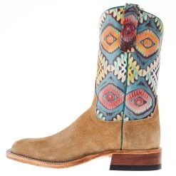 Anderson Bean Women's AB Sahara Tan Flannel 10 In Multi Embossed Top Cowgirl Boot -Ariat shop 334620 03