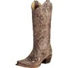 Women's Corral Brown Crater Bone Inlay Studded Cowgirl Boots -Ariat shop 7802 default l