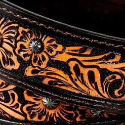 Gem Dandy Accessories Women's Brown Flower Tooled Belt -Ariat shop 8841790 200 2