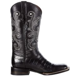 Ferrini Women's Black Gator Belly Print Cowgirl Boots -Ariat shop 90793 04 5