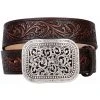Mf Western Products Women's Ariat® Rhinestone Filigree Brown Tooled Belt