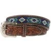 Western Fashion Mens Brown Belt With Blue And Turquoise Beading XIBB101 -Ariat shop 92804 default l