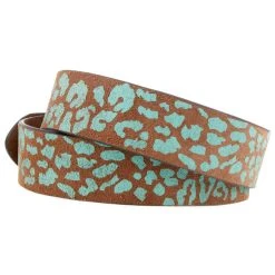 Gem Dandy Accessories Women's Leather Belt With Turquoise Leopard Print -Ariat shop 964330 276 2