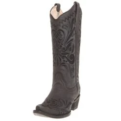 Circle G Women's Black Filigree Snip Toe Cowgirl Boots
