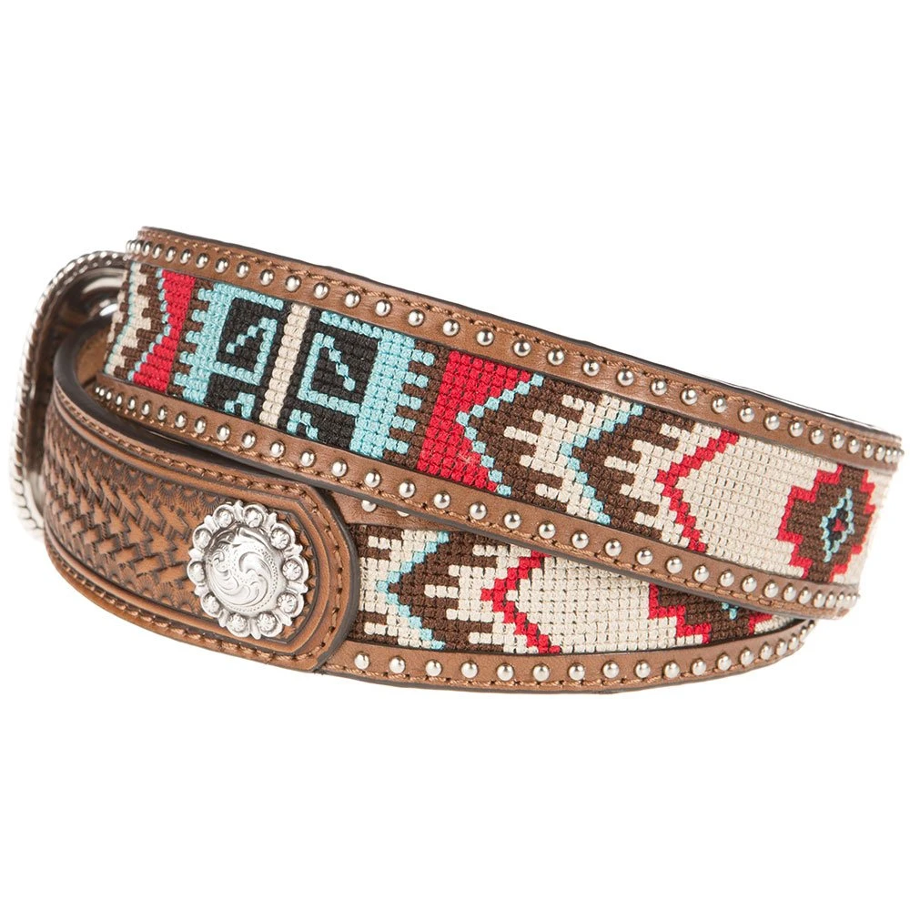 Mf Western Products Ariat Men's Brown Aztec Beaded Belt 4 Mf Western Products Ariat Men's Brown Aztec Beaded Belt - Image 2