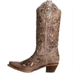 Women's Corral Brown Crater Bone Inlay Studded Cowgirl Boots -Ariat shop A1098 3
