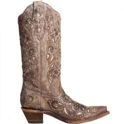 Women's Corral Brown Crater Bone Inlay Studded Cowgirl Boots -Ariat shop A1098 5