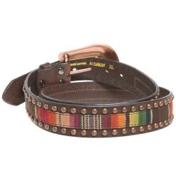 Mf Western Products Ladies 1.5in. Serape Brown Leather Belt With Copper Studs -Ariat shop A1526097 2