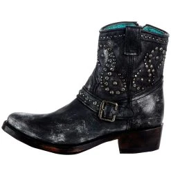 Corral Women's Black Harness Studs Ankle Boot Round Toe -Ariat shop A3611 03
