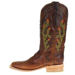 Nrs Footwear Women's Brown Embroidered Square Toe -Ariat shop A4060 2