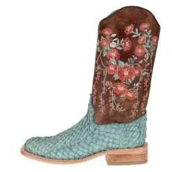 Corral Women`s Turq/Tan Fish 13 Brown Floral Top -Ariat shop A4061 2
