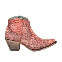 Corral Womens Coral Python Side Zip Snip Toe Bootie -Ariat shop A4322 4
