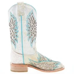 Corral Women's White Inlay Turquoise Embroidery 12 In Top Square Toe Boot -Ariat shop A4334 05