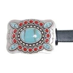 Mf Western Products 3-D Black Belt With Turquoise And Red Conchos 9 Mf Western Products 3-D Black Belt With Turquoise And Red Conchos -Ariat shop A908 2