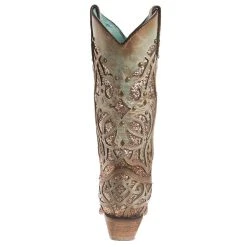 Corral Women's Mint Glitter Inlay Snip Toe Cowgirl Boots -Ariat shop C3332 3
