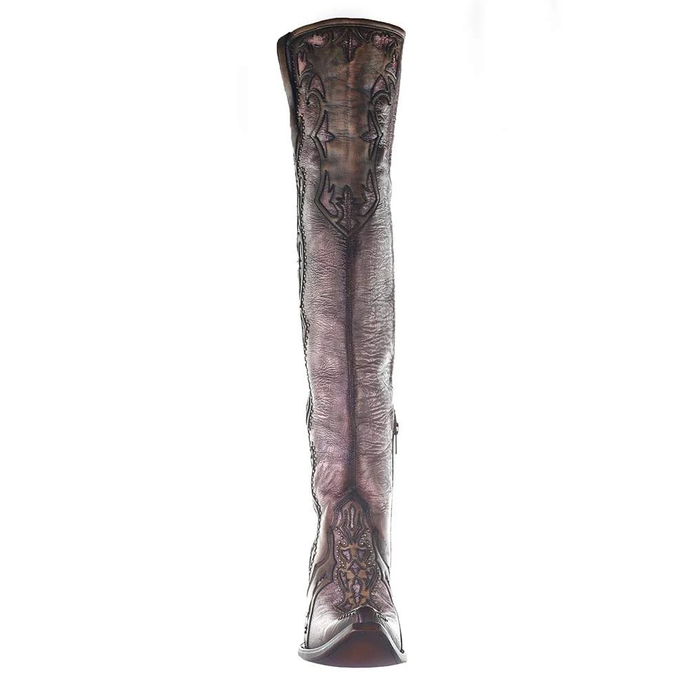 Corral Womens Bone/Chocolate OVerlay Tall Top Boot 5 Corral Womens Bone/Chocolate OVerlay Tall Top Boot - Image 3