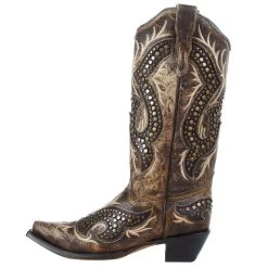 Corral Women's Taupe Overlay 13in. Top Boot -Ariat shop C3794 3