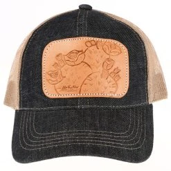 MCINTIRE SADDLERY Ladies Tooled Leather Cactus Cap -Ariat shop CACT CAP 7