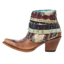 Corral Ladies Corral Honey Studded And Woven Harness Ankle Boot -Ariat shop E1386 3