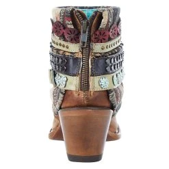 Corral Ladies Corral Honey Studded And Woven Harness Ankle Boot -Ariat shop E1386 4