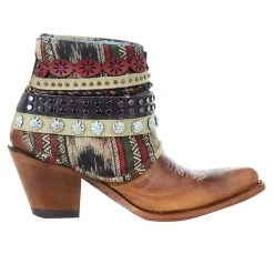 Corral Ladies Corral Honey Studded And Woven Harness Ankle Boot -Ariat shop E1386 5
