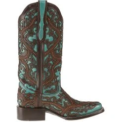 Women's Corral Turquoise Cowgirl Boots With Brown Laser Studs -Ariat shop G1416 4