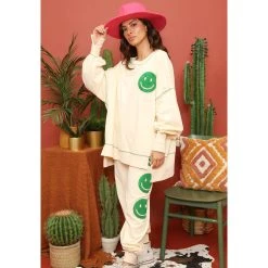 Fantastic Fawn Women's Smiley Face Cream Joggers -Ariat shop IFKP51732 01 03