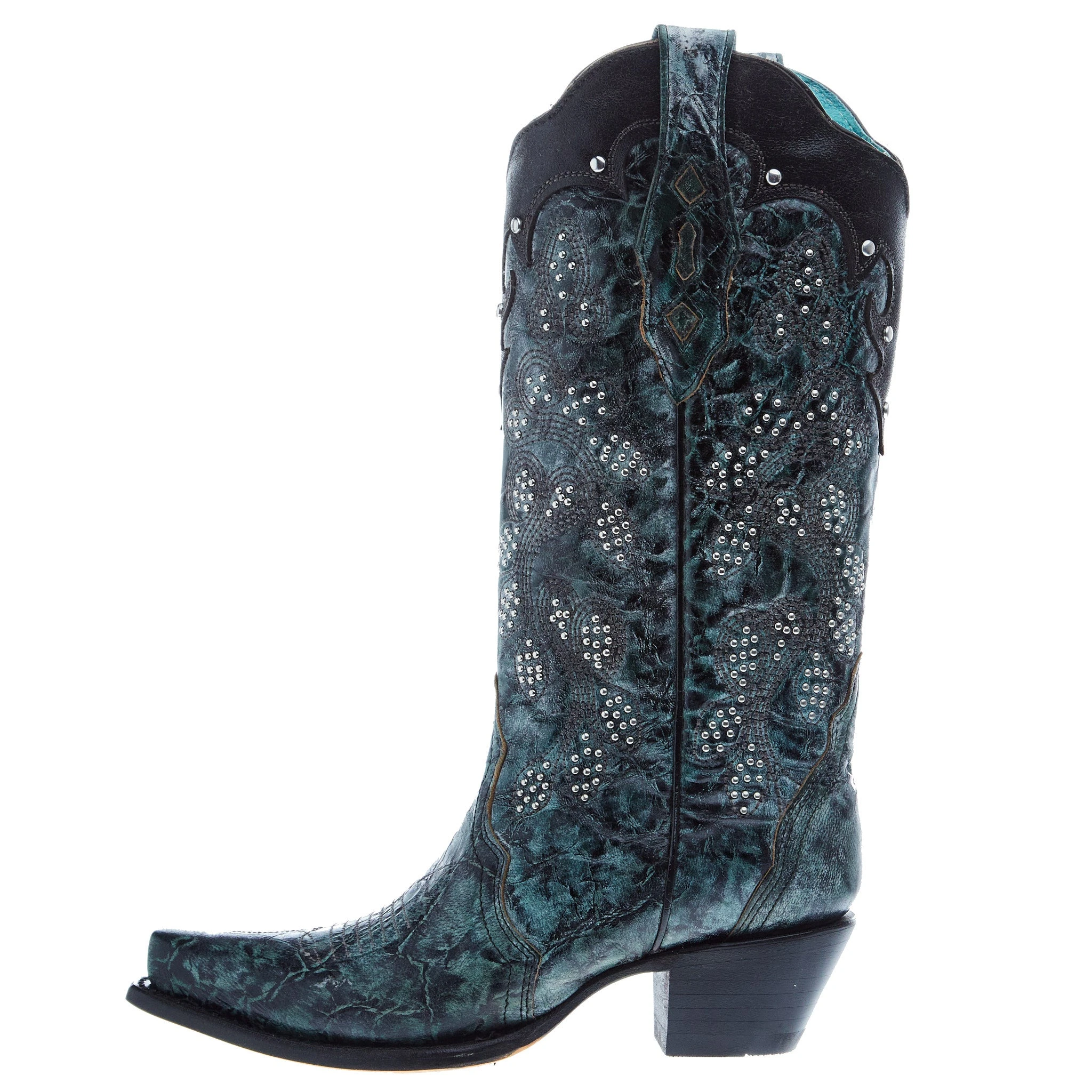 Corral Women's Green-Black Overlay Embroidery 13 In Top Snip Toe Boot 5 Corral Women's Green-Black Overlay Embroidery 13 In Top Snip Toe Boot - Image 3