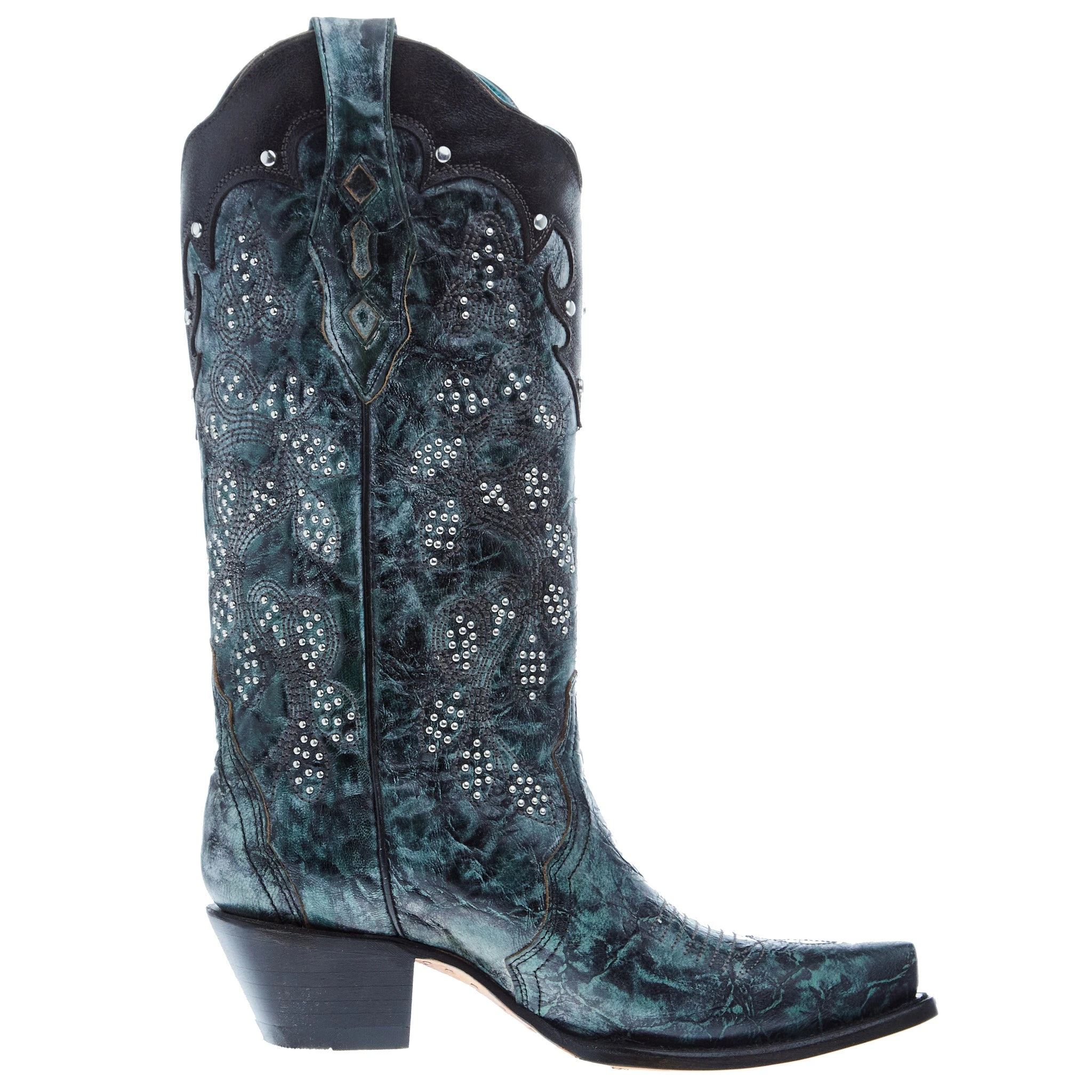 Corral Women's Green-Black Overlay Embroidery 13 In Top Snip Toe Boot 7 Corral Women's Green-Black Overlay Embroidery 13 In Top Snip Toe Boot - Image 5