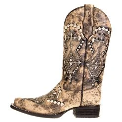 Circle G Women's Sand Embroidery Square Toe Boot -Ariat shop L5525 2
