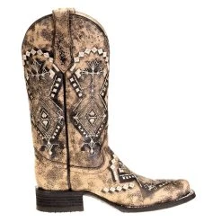 Circle G Women's Sand Embroidery Square Toe Boot -Ariat shop L5525 4