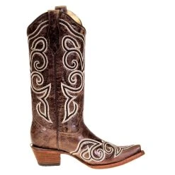 Circle G Womens Brown Embroidered Snip Toe Boot -Ariat shop L5535 4