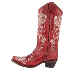 Circle G Women`s Red Floral 13in. Snip Toe Cowgirl Boot -Ariat shop L5693 3