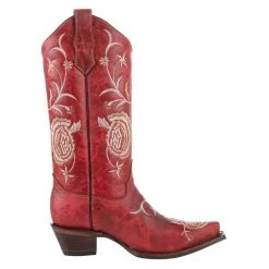 Circle G Women`s Red Floral 13in. Snip Toe Cowgirl Boot -Ariat shop L5693 5
