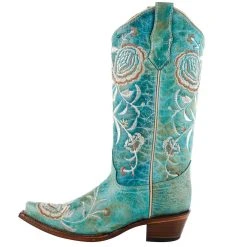 Circle G Womens Circle G Turquoise Floral Embroiderey Boot -Ariat shop L5712 3