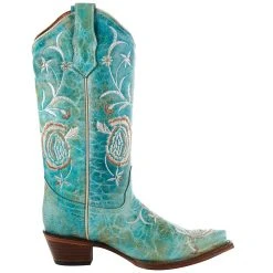 Circle G Womens Circle G Turquoise Floral Embroiderey Boot -Ariat shop L5712 5