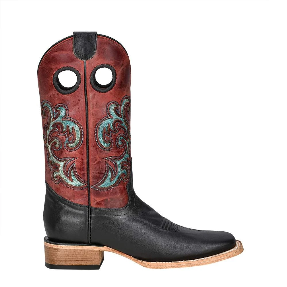 Circle G Womens Black/Red Inlay 12in Shaft W/Wide Square Toe Boot 6 Circle G Womens Black/Red Inlay 12in Shaft W/Wide Square Toe Boot - Image 4